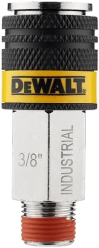DEWALT 3/8-Inch Body Industrial Air Coupler with 3/8-Inch MNPT: High-Flow 6-Ball Design, 300 PSI