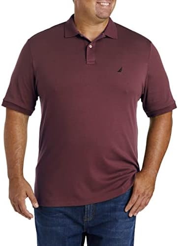 Nautica Men's Big-Tall Classic Fit Short Sleeve Solid Soft Cotton Polo Shirt Shirt, Royal Burgundy, 1XLT Tall