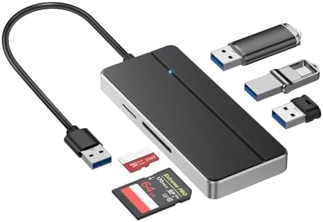 Orlian 5-in-1 USB 3.0 Hub Adapter Hub, with 3 USB 3.0 Ports, SD and microSD Card Reader, USB A to USB C Adapter, for MacBook Pro, iMac, XPS, Surface Pro, S20, S10[Charging NOT Supported]