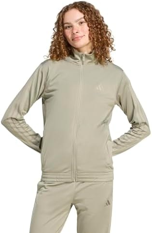 adidas Women's Tricot 3-Stripes Track Top, Silver Pebble, X-Small