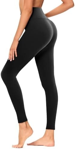 GAYHAY High Waisted Leggings for Women - Soft Opaque Slim Tummy Control Printed Pants for Running Cycling Yoga Black