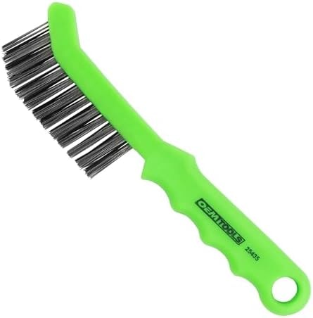 OEMTOOLS 25435 Brake Caliper Steel Wire Brush, Wire Brushes for Cleaning Rust, Angled Slim Design for Tight Areas, Molded Handle Grip