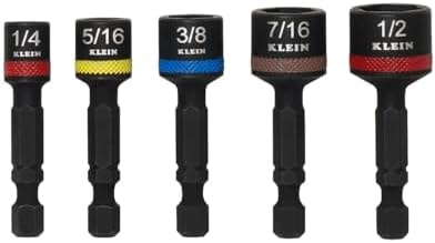 Klein Tools 32925S Nut Setter Set, Magnetic Impact Driver Set, 5-Piece