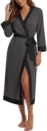 PrinStory Robes for Women Long Soft Robe Lightweight Bathrobe