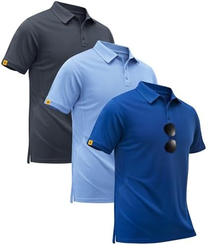 SECOOD 3Pack Polo Shirts for Men Short Sleeve Moisture-Wicking Golf Shirts Athletic Casual Collared T-Shirt