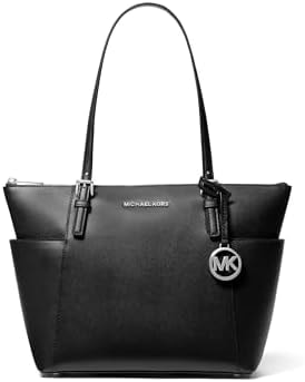 Michael Kors Jet Set East West Tote, Silver-Tone Hardware/Black