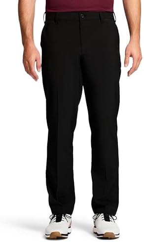 IZOD Men's Golf Swingflex Straight-Fit Flat-Front Pants, black, 42W X 30L