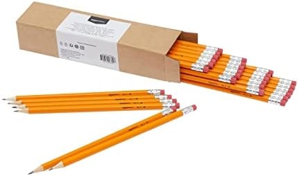 Amazon Basics Wood-Cased #2 HB School Pencils with Erasers for Writing and Drawing, Pre-sharpened, Soft Strong Lead, Orange, 30 Count