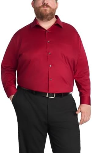Van Heusen Men's Tall Fit Dress Shirt Ultra Wrinkle Free Flex Collar Stretch (Big and Tall) Scarlet
