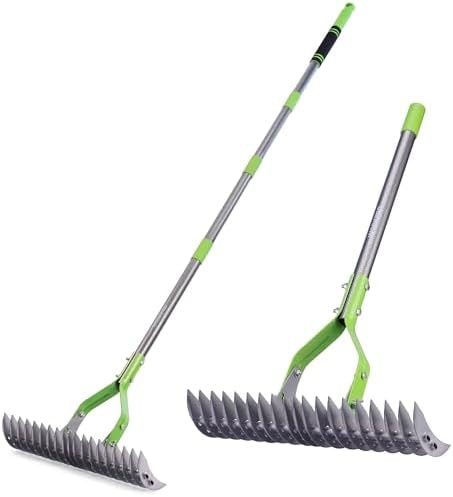 WORKPRO Thatch Rake, 15-Inch Thatching Rake for Lawns with 5FT Handle
