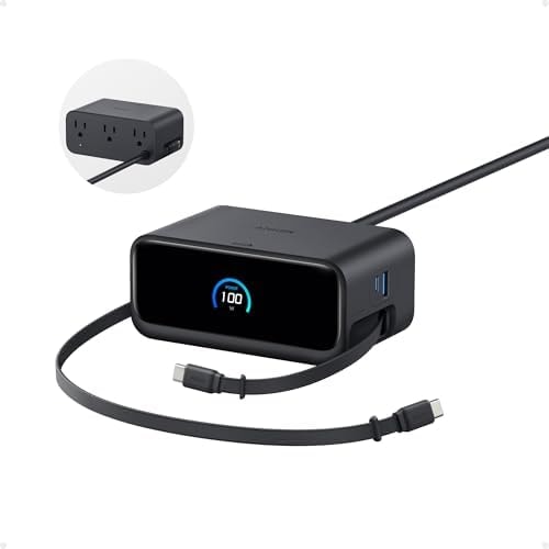 Anker Nano Charging Station, 100W 7-in-1 Power Strip, Retractable Charger