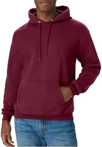 Hanes Men's Pullover EcoSmart Hooded Sweatshirt, maroon, Medium