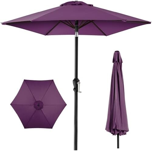 Best Choice Products 10ft Outdoor Patio Umbrella, Outdoor Table Umbrella, Yard Umbrella, Market Umbrella with 6 Sturdy Ribs, Push Button, Tilt and Crank - Amethyst Purple