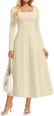 GRACE KARIN 2026 Womens Cotton Fall Wedding Guest Midi Dresses with Pockets