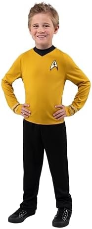 Star Trek Captain Kirk Official Youth Halloween Costume - Premium Quality Long Sleeve Top with Black Pants (M)