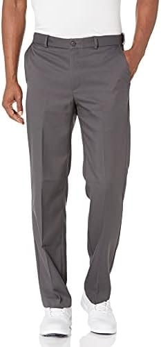 PGA TOUR Men's Flat Front Golf Pant with Expandable Waistband, Asphalt, 34W x 32L