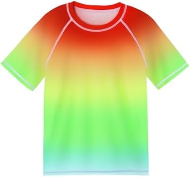 Roadbox Boys Rash Guard Short Sleeve, Swim Shirt UPF 50+ Sun Protection, Quick Dry Kids Rashguard Water Shirt for Surf Beach