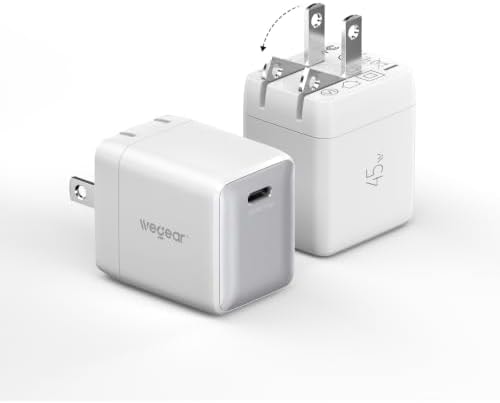 wegear Nano Phone Charger, 2-Pack 45W GaN USB C Charger Block