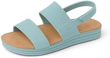 REEF Womens Sandals, Water Vista, Blue Haze/Tan, 6