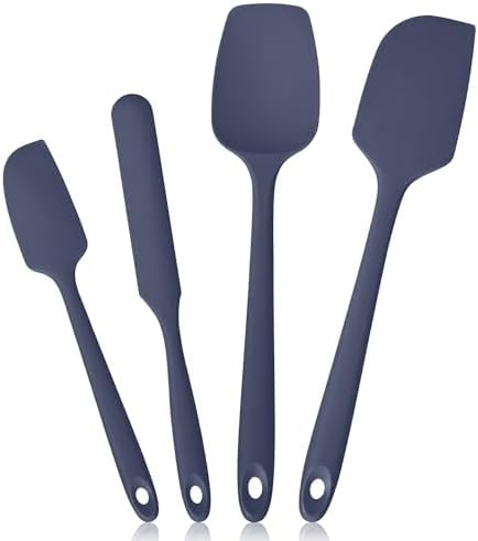 Lilybeam 600ºF Heat Resistant Silicone Spatula Spoonula Set of 4, Blue