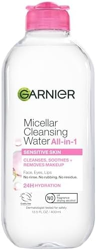 Garnier Micellar Water, Hydrating Facial Cleanser & Makeup Remover, Suitable for Sensitive Skin, Vegan, Cruelty Free, 13.5 Fl Oz (400mL), 1 Count