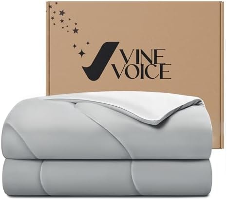 Vine Voice Cooling Comforter for Hot Sleepers, Queen 90x90, Silver Gray