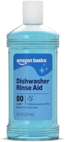 Amazon Basics Dishwasher Rinse Aid, Prevents Spots & Film, Enhances Drying, 8 Fl Oz