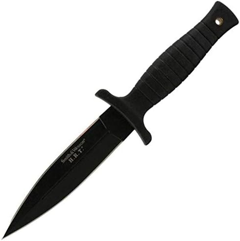 Smith & Wesson SWHRT9B 9in High Carbon S.S. Fixed Blade Knife with 4.7in Dual Edge Blade and TPE Handle for Outdoor, Tactical, Survival,EDC, Multi