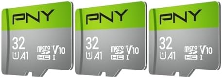 PNY 32GB Class 10 U1 V10 A1 microSDHC™ Flash Memory Card – Quick Read Speeds, UHS-I, Continuous Full HD Photo, HD Video, Fast Everyday Performance, for Tablets, Drones, Cameras, 3-Pack