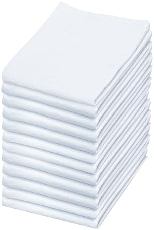 Flour Sack Towels | Tea Towel for Crafts| Kitchen Dish Cotton Blank Towel for Embroidery| Baking Bread Proofing Linen Cover| Super Absorbent Quick Dry| 12 Pack 18"x 28" White