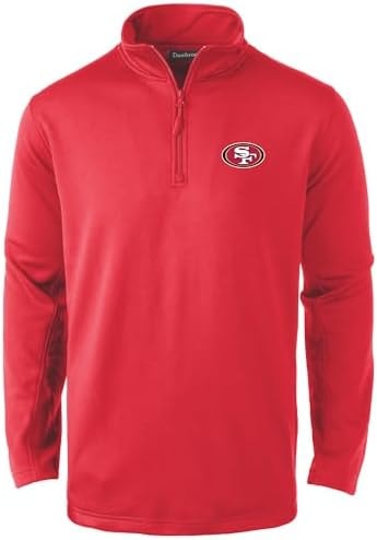 Dunbrooke San Francisco 49ers All-Star Men’s Quarter Zip Fleece Pullover with Mock Neck and Side Pockets, Red, 5XL