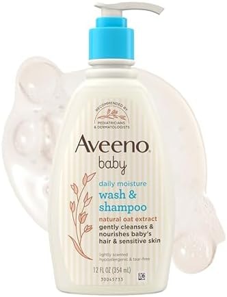 Aveeno Baby Daily Moisture Wash & Shampoo, Tear-Free, 12 fl. oz