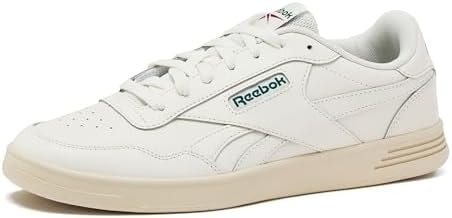 Reebok Court Advance Sneakers for Men - Casual Tennis Mens Shoes Size 6 to 15, White or Black, Chalk/Dark Green/Flash Red, 4.5
