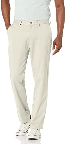 Nautica Men's Classic Fit Flat Front Stretch Solid Chino Deck Pant Pants, Nautica Stone, 38W 30L