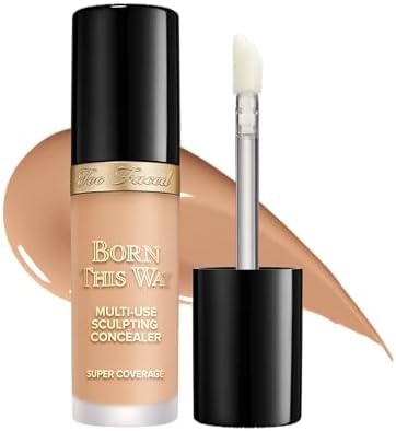 Too Faced Born This Way Super Coverage Multi-Use Concealer | Full-Coverage Hydrating Concealer for Dark Circles & Blemishes with Natural Finish|Hyaluronic Acid & Coconut Water, Light Beige, 0.45 Fl Oz