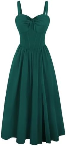 Scarlet Darkness Corset Dress for Women Cocktail Party Milkmaid Sundress Dark Green L