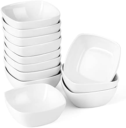 MALACASA 5 oz Porcelain Dip Bowls Set, 12 Pack Small Ramekins Stackable