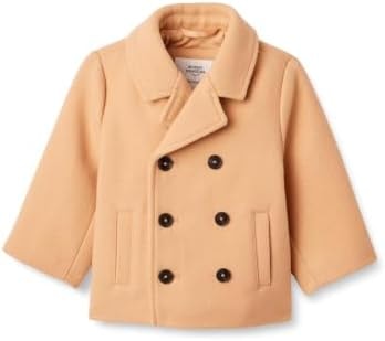 Amazon Essentials x Sofia Grainge Baby Boys' Wool Blend Double-Breasted Coat, Light Camel, 12 Months