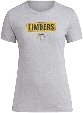 adidas Women's Portland Timbers Local Pop Short Sleeve Pre-game T-shirt, Medium Grey Heather, Large