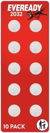 Eveready 2032 Batteries (10 Pack), 3V Lithium Coin Batteries for Watches, AirTags, Key Fobs, and Other Small Electronics