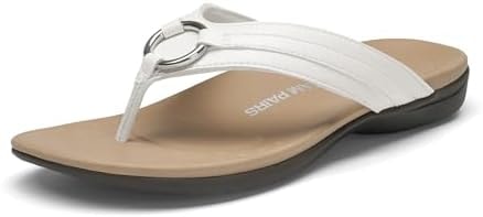 DREAM PAIRS Arch Support Flip Flops for Women Quick-Dry Comfortable EVA Footbed TPR Anti-Slip Sole Orthotic Dressy Thong Sandals for Beach Pool Summer All-Day Wear,Size 6,White,SDFF26003W