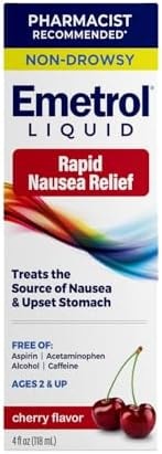Emetrol Non-Drowsy Nausea Relief - Liquid Medicine for Upset Stomach Relief - Pharmacist Recommended Nausea Medicine - Cherry Flavor - 4fl oz