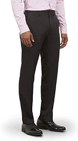 Kenneth Cole REACTION mens Techni-cole Mini Check Modern Fit Flat Front Dress Pants, Black, 34W x 32L US