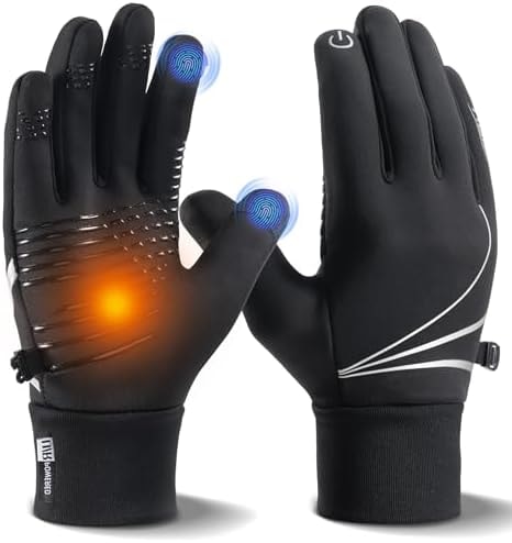 RUIXUE Winter Gloves for Men Women, Warm Touchscreen for running,cycing(Black,L)