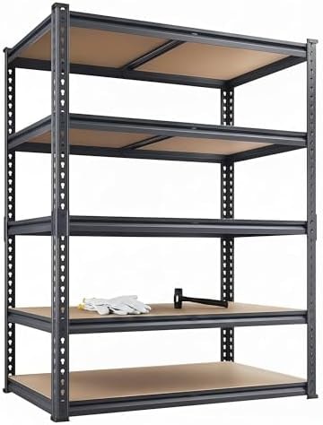 Nexvrtau Heavy Duty Garage Shelving 36" W x 16" D x 72" H, 2850 LBS Storage Shelves 5-Tier Adjustable, Boltless Metal Rack with Extra Deep Shelves for Warehouse Basement Workshop, Black