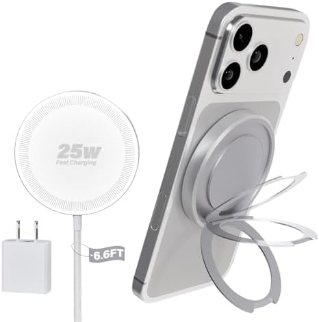 Magnetic Wireless iPhone Charger Fast Phone Charger with Kickstand, 6.6FT 25W Fast Phone Charging Pad Wireless Magnetic Charge for iPhone 17/17Air/16 Pro Max/16 Plus/15 Pro Max White