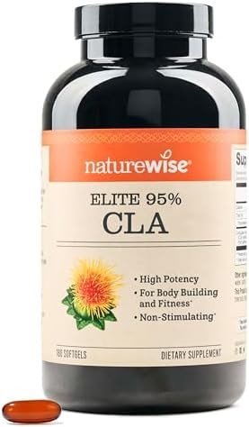 NatureWise CLA 1300 - 95% Active Conjugated Linoleic Acid for Women and Men, Not Stimulating, Supports Weight & Fitness Goals - Non-GMO, Gluten Free - 180 Softgels[2-Month Supply]