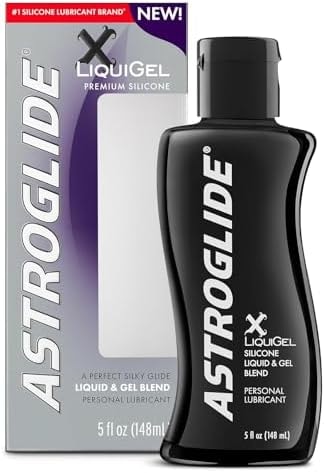 Astroglide Silicone Lube (5oz), X LiquiGel Hybrid Personal Lubricant for Vaginal and Anal Sex, Silky & Lightweight for Men, Women and Couples, Waterproof for Water Play