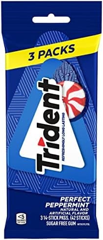 Trident Sugar-Free Chewing Gum, Perfect Peppermint Flavor, 14 Count(Pack of 3)
