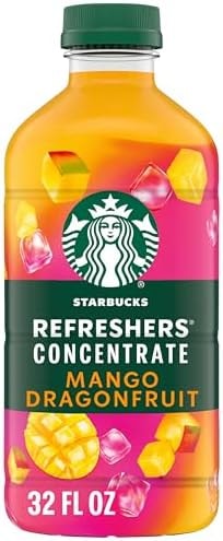 Starbucks Refreshers Concentrate Mango Dragonfruit, Refreshing Drink, Cold Drinks 32 fl oz